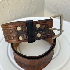 Leather By grant Cowhide Leather Belt Size 32-34 Brown